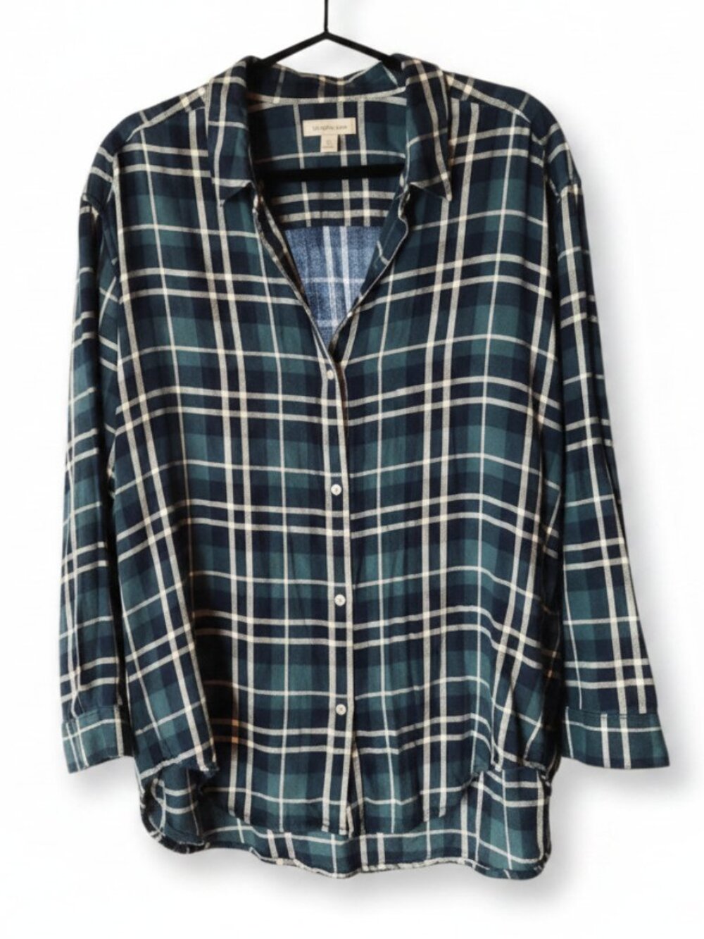 Calvin Klein Jeans Flannel Shirt Slate Blue Plaid Sz Large 100% Cotton Oversize